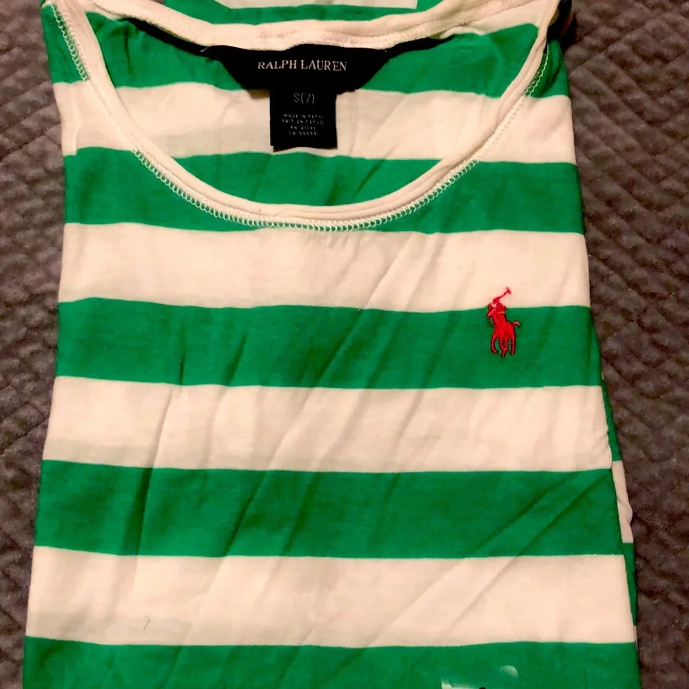 Ralph Lauren Green Striped Tee NWT